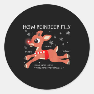 The Red-nosed Reindeer How Reindeer Fly Christmas Classic Round Sticker