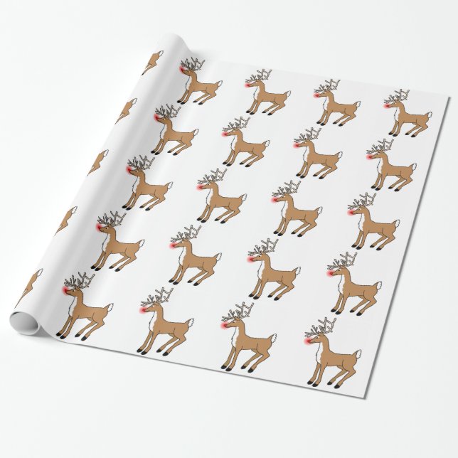 The Red Nosed Reindeer Wrapping Paper (Unrolled)