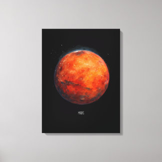 The Red Planet: Mars Watercolor Canvas Print