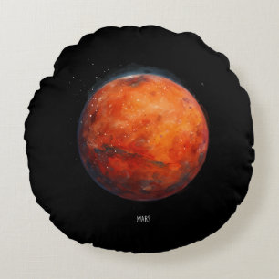 The Red Planet: Mars Watercolor Round Cushion