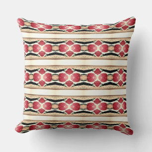 The Red Rose Buds in Linear Pattern Design Cushion