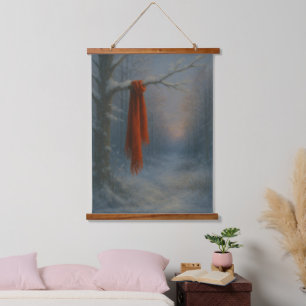 The Red Scarf – Bright Against the Stillness Hanging Tapestry