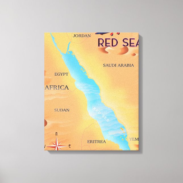 The Red Sea Travel Map Canvas Print (Front)