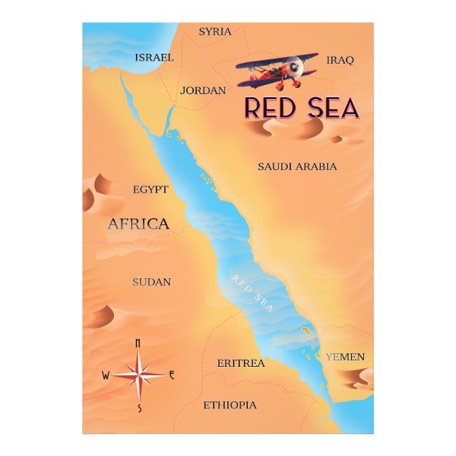 The Red Sea Travel Map Photo Print (Front)
