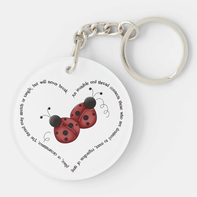 The Red Thread, Ancient Chinese Proverb - Ladybugs Key Ring (Back)