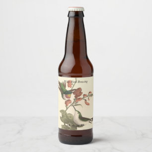 The Red-throated or Ruby-throated Hummingbird Beer Bottle Label