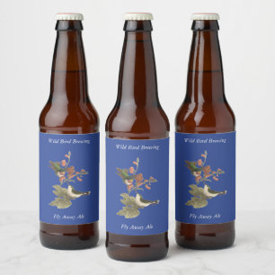 The Red-throated or Ruby-throated Hummingbird Beer Bottle Label