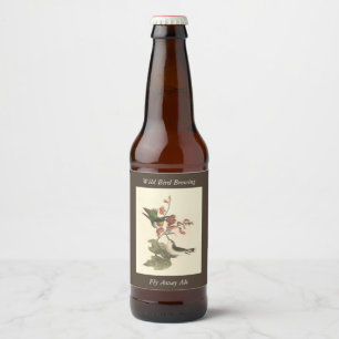 The Red-throated or Ruby-throated Hummingbird Beer Bottle Label