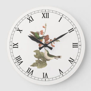 The Red-throated or Ruby-throated Hummingbird Large Clock