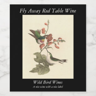 The Red-throated or Ruby-throated Hummingbird Wine Label