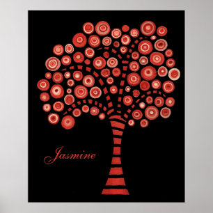 The Red Tree Name Wall Art Painting Canvas Poster