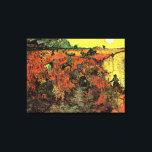 The Red Vineyard by Vincent van Gogh. Canvas Print<br><div class="desc">The Red Vineyard by Vincent van Gogh. Famous impressionsim fine art,  farmland landscape oil painting. Beautiful yellow sunset and reflection river makes this painting full of joy and life,  and you can't help wishing you were in the picture!</div>