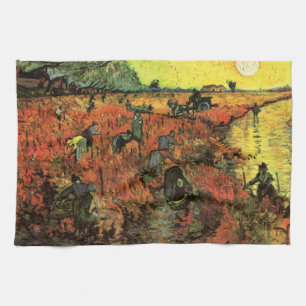 The Red Vineyard by Vincent van Gogh Tea Towel
