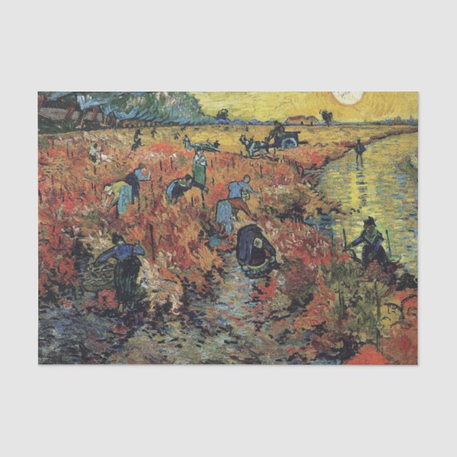 The Red Vineyard by Vincent Van Gogh Tissue Paper (Front)