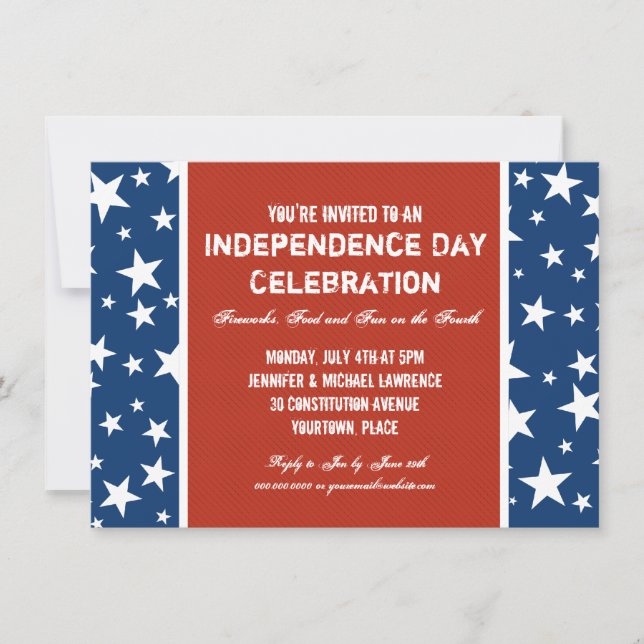 The Red, White and Blue July 4th Party Invitation (Front)