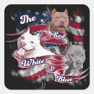 The Red, White & Blue Pitbull Dogs Square Sticker