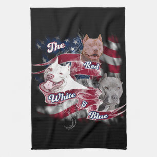 The Red, White & Blue Pitbull Dogs Tea Towel