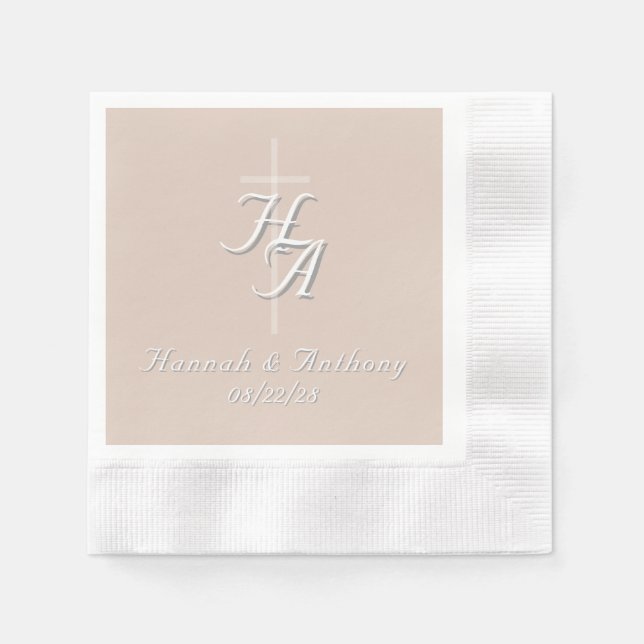 The Refined Catholic Pale-Pink Wedding Napkin (Front)