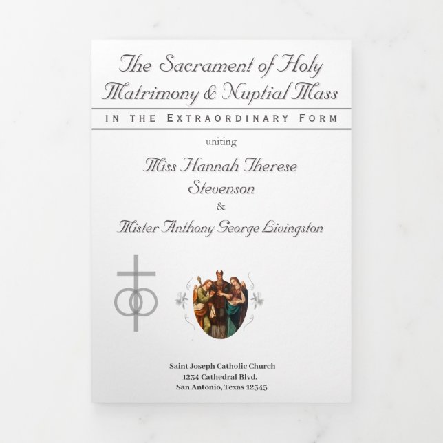 The Refined Catholic Silver Wedding Tri-Fold Programme (Cover)