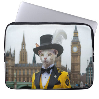 The Regal Sphynx in his dashing suit at Parliament Laptop Sleeve