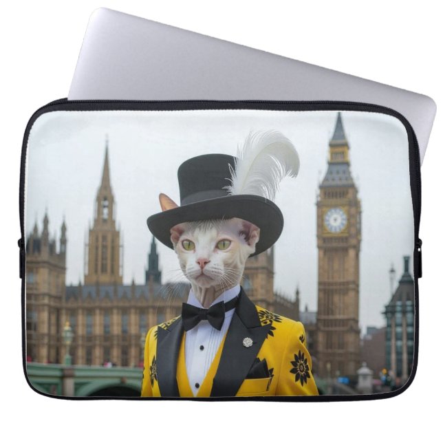 The Regal Sphynx in his dashing suit at Parliament Laptop Sleeve (Front)