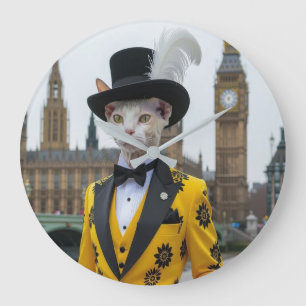 The Regal Sphynx in his dashing suit at Parliament Large Clock