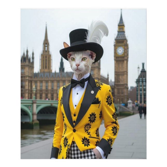 The Regal Sphynx in his dashing suit at Parliament Photo Print (Front)
