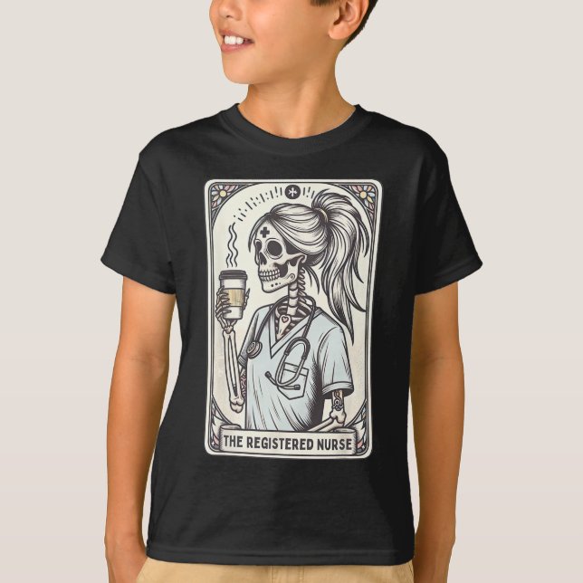 The Registered Nurse Tarot Card Skeleton Rn Nursin T-Shirt (Front)