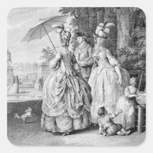 The Rendezvous at Marly, engraved by Carl Guttenbe Square Sticker