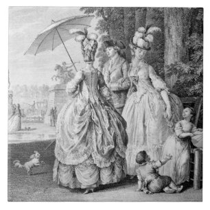 The Rendezvous at Marly, engraved by Carl Guttenbe Tile