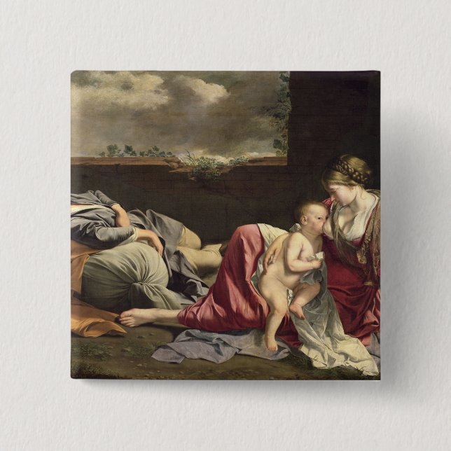 The Rest on the Flight into Egypt, 1628 15 Cm Square Badge (Front)