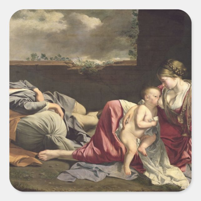 The Rest on the Flight into Egypt, 1628 Square Sticker (Front)