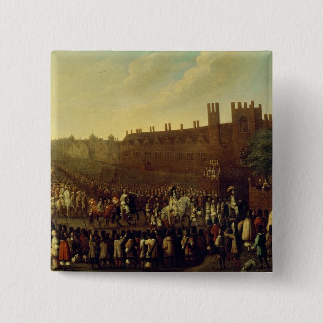 The Restoration of Charles II  at Whitehall 15 Cm Square Badge (Front)