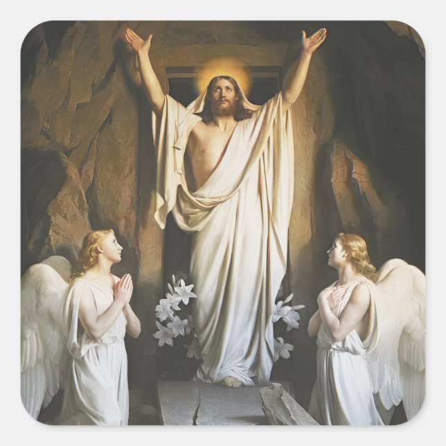 The Resurrection by Carl Bloch, Religious Art Square Sticker (Front)