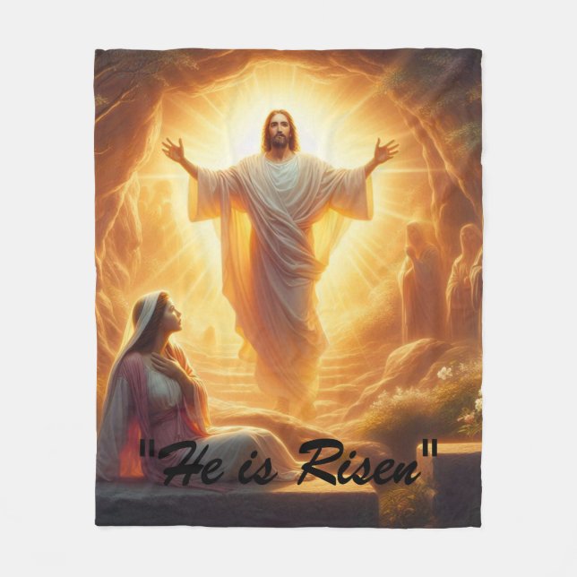 The Resurrection Light: Jesus Christ Rises Fleece Blanket (Front)