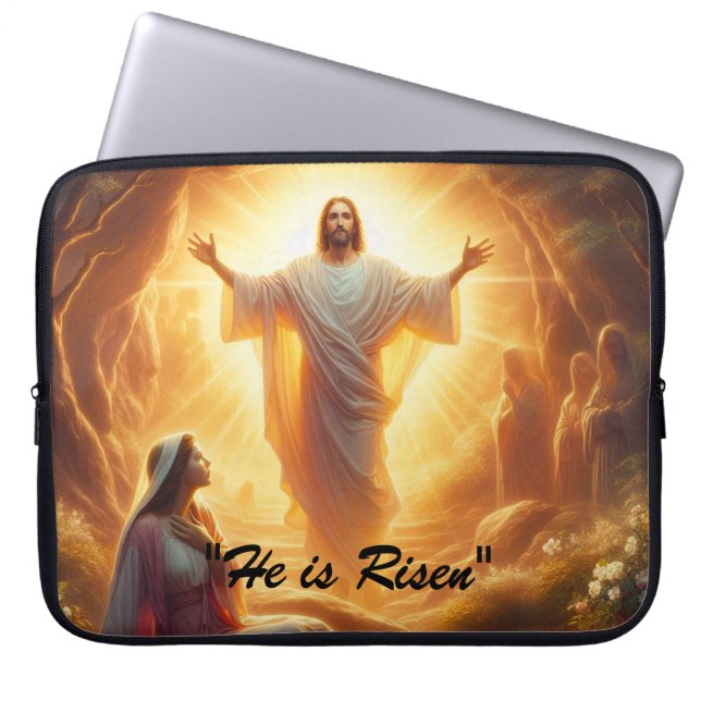 The Resurrection Light: Jesus Christ Rises Laptop Sleeve (Front)