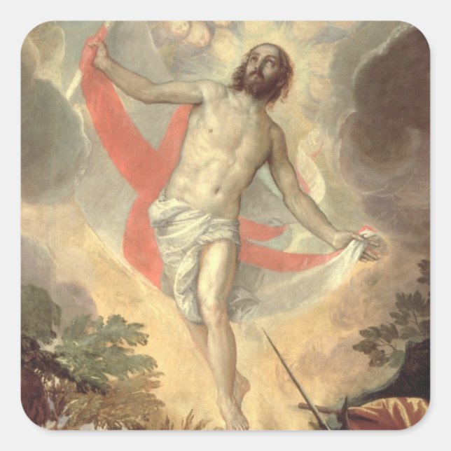 The Resurrection of Christ (oil on canvas) Square Sticker (Front)