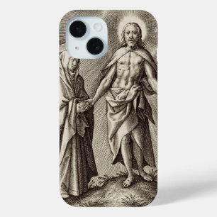 The Retreen Christ stands on a hill iPhone 15 Case