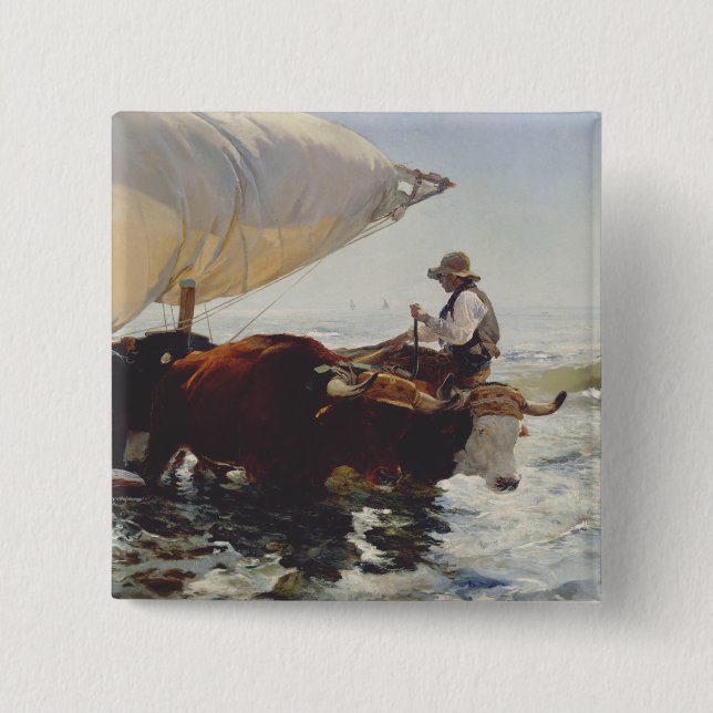 The Return from Fishing 15 Cm Square Badge (Front)
