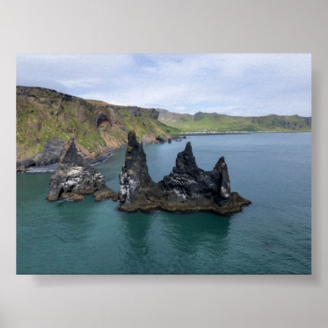 The Reynisdrangar rock formations in Iceland Poster (Front)