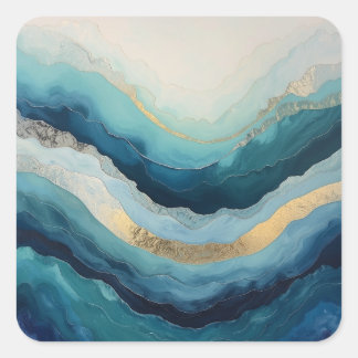 The Rhythm of Waves – Abstract Ocean Movement Square Sticker