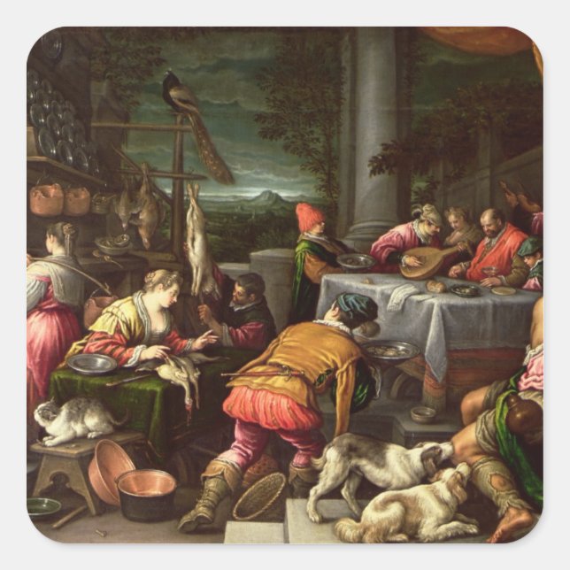 The Rich Man and Lazarus, 1590-95 Square Sticker (Front)
