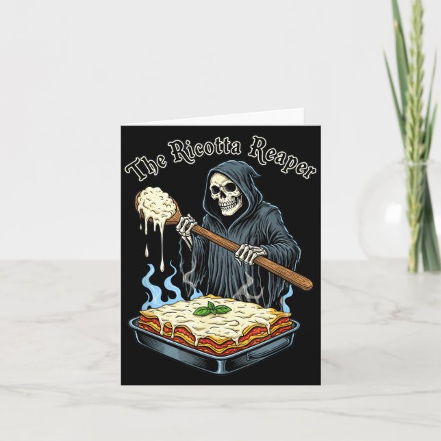 The Ricotta Reaper Funny Italian Halloween Lasagna Card (Front)