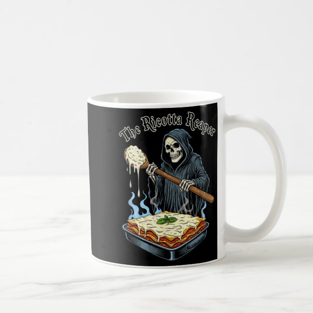 The Ricotta Reaper Funny Italian Halloween Lasagna Coffee Mug (Right)