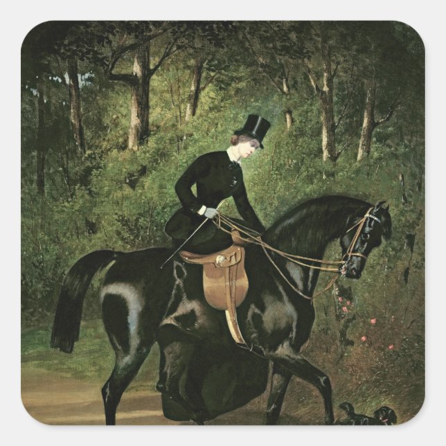 The Rider Kipler on her Black Mare Square Sticker (Front)