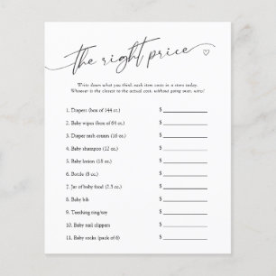 The Right Price Minimalist  Baby Shower Game