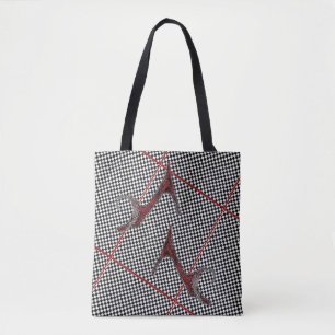 The Right Shoes Black and White Checked Tote Bag