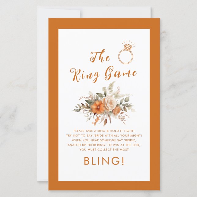 The Ring Game Autumn Floral Bridal Shower Game (Front)