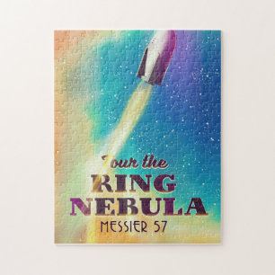 The Ring Nebula (Messier 57) Space travel poster. Jigsaw Puzzle
