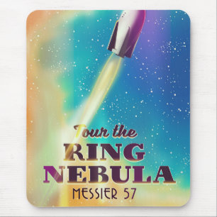 The Ring Nebula (Messier 57) Space travel poster. Mouse Mat